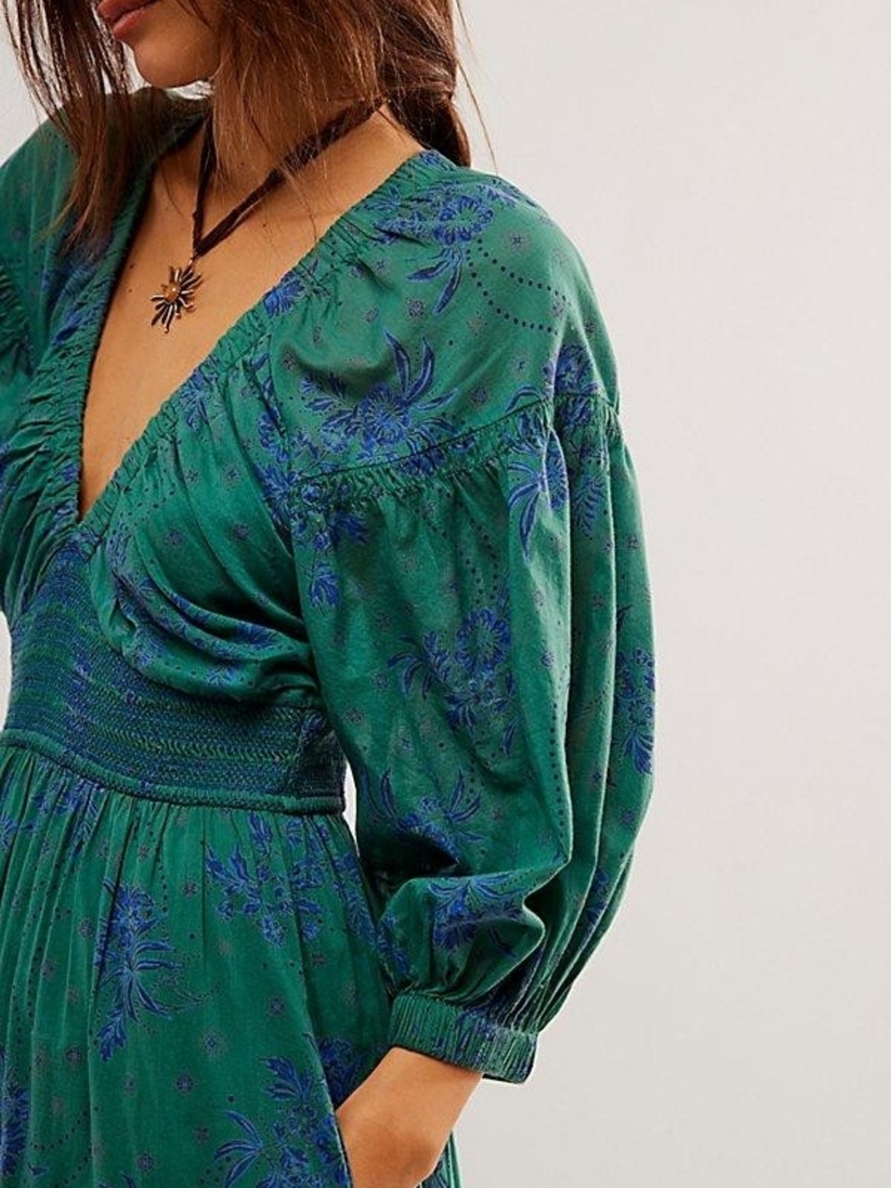 Free People Golden Hour Maxi Dress In Green/Blue, Boho Style, Large